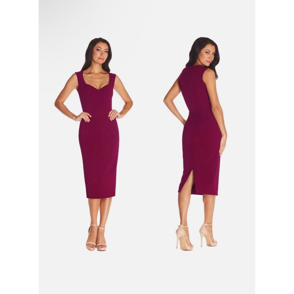 Dress The Population Sleeveless Elle Sheath Dress Dark Magenta NWOT Sz XXS $198 - Picture 14 of 15